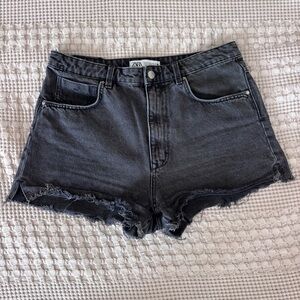 Zara Washed Black Denim Cutoff Shorts